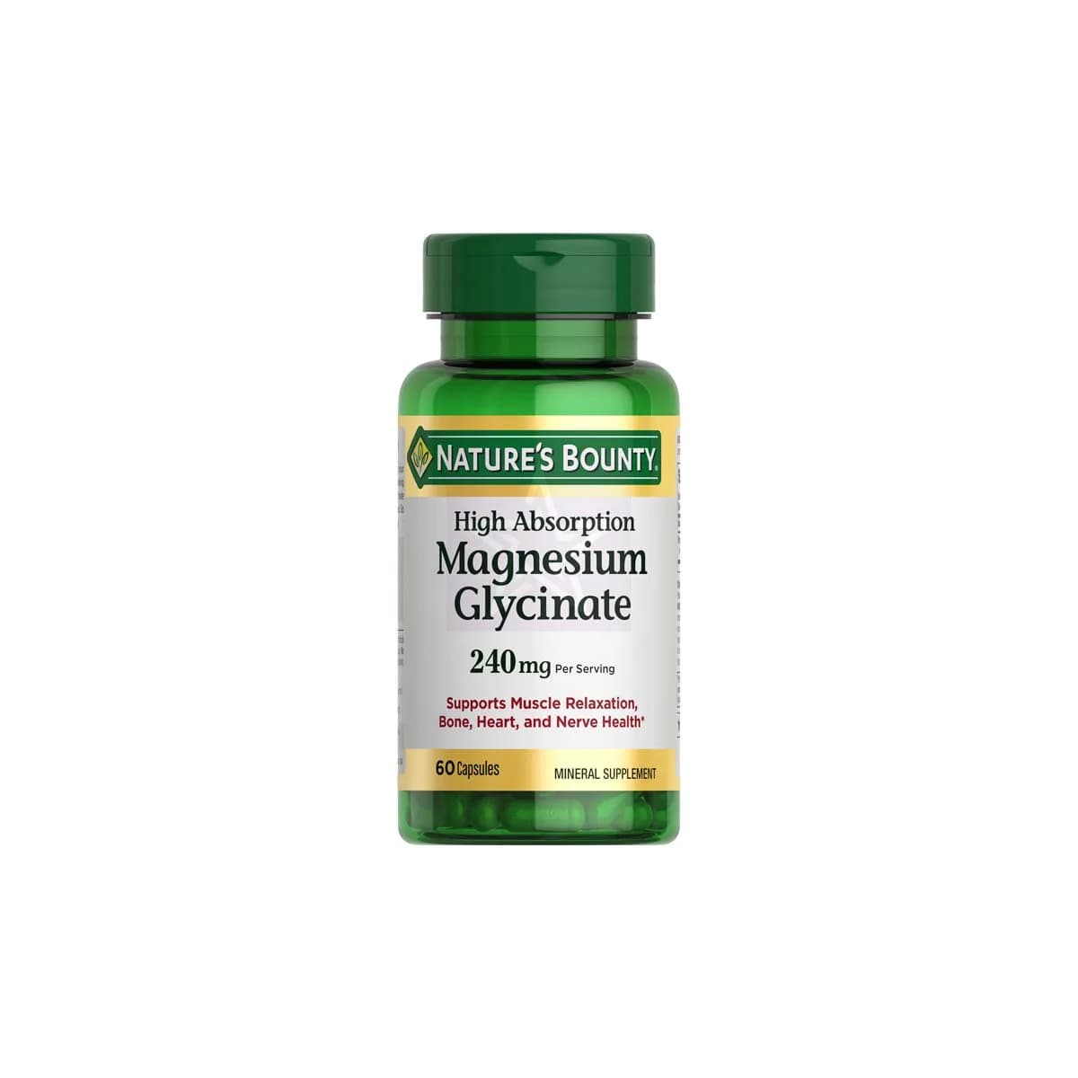 Nature's Bounty High Absorption Magnesium Glycinate 240mg Supplements 60 Capsules