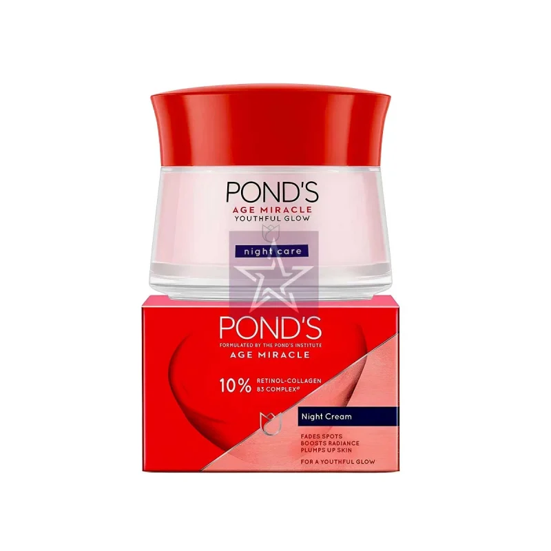 পন্ডস এজ মিরাকেল নাইট ক্রিম এর ৬টি উপকারিতা। 3 Pond's Age Miracle Youthful Glow Night Cream 50gm, SKU:8999999059941
