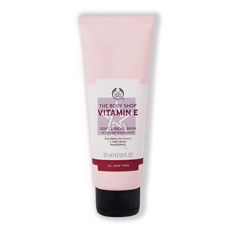 শুষ্ক ত্বকের যত্নে সেরা ৬ টি ফেসওয়াশ। 4 The Body Shop Vitamin E Gentle Facial Wash 125ml, SKU: 5028197982218