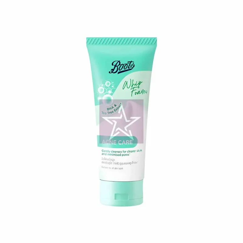 তৈলাক্ত ত্বকের জন্য ৫টি সেরা ফেসওয়াশ। 4 Boots BHA & Tea Tree Whip Foam Acne Care Face Wash - 100ml, SKU: 5000167355017