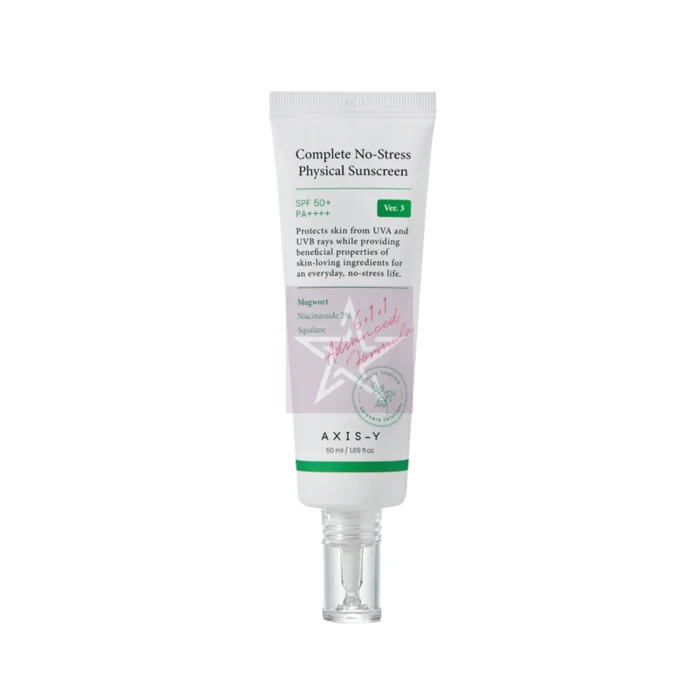 Axis-Y Complete No-Stress Physical Sunscreen with SPF50+ 50mlm-Hretus-World.SKU: 8809634610119