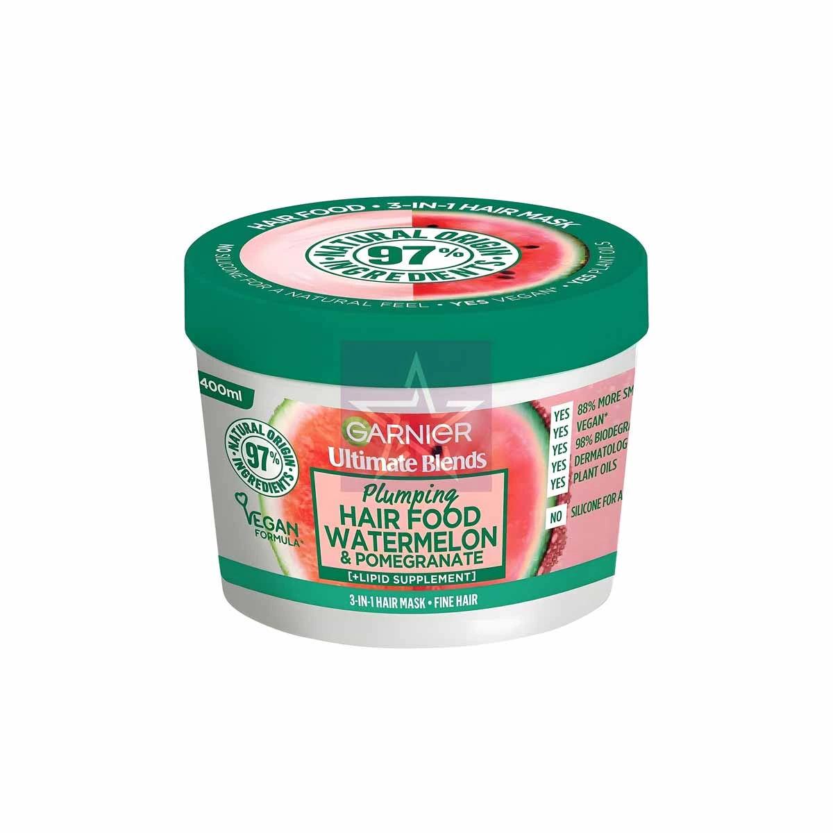 Garnier Ultimate Blends Plumping Hair Food Hair Mask - 390ml/3600542393829 Garnier Ultimate Blends Plumping Hair Food Watermelon & Pomegranate Hair Mask - 390ml, SKU: 3600542393829