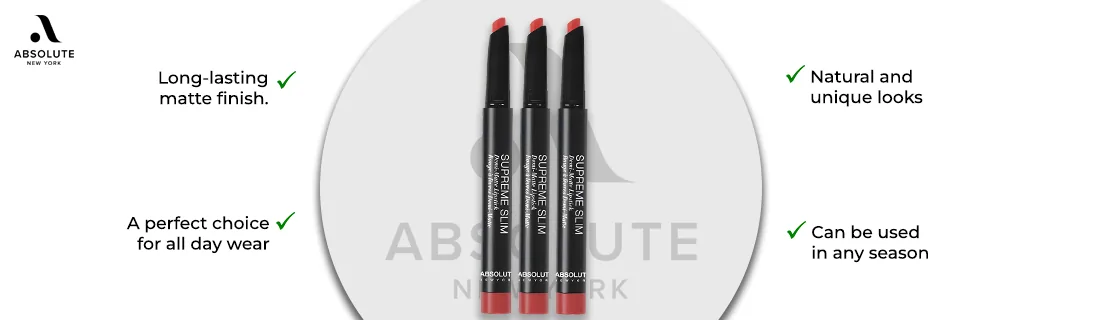 Absolute New York Supreme Slim Demi Matte Lipstick - Azalea 2 ABNY - Supreme Slim Demi-Matte Lipstick - Azalea - MLSS54 - Benefits