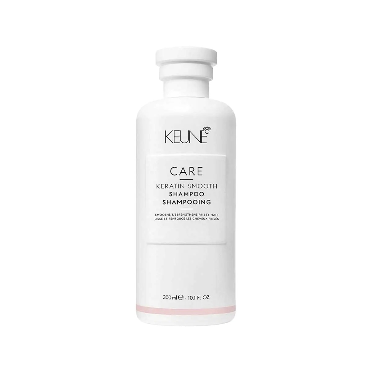 A premium hair care solution for dry, rough, frizzy and chemically-treated hair. It deeply nourishes the hair, helps retain moisture and makes each strand smooth, soft and easily manageable. With regular use, hair roughness is reduced and healthy shine is restored to the hair.Keune Care Keratin Smooth Shampoo 300ml Keune Care Keratin Smooth Shampoo 300ml, SKU: 8719281103479