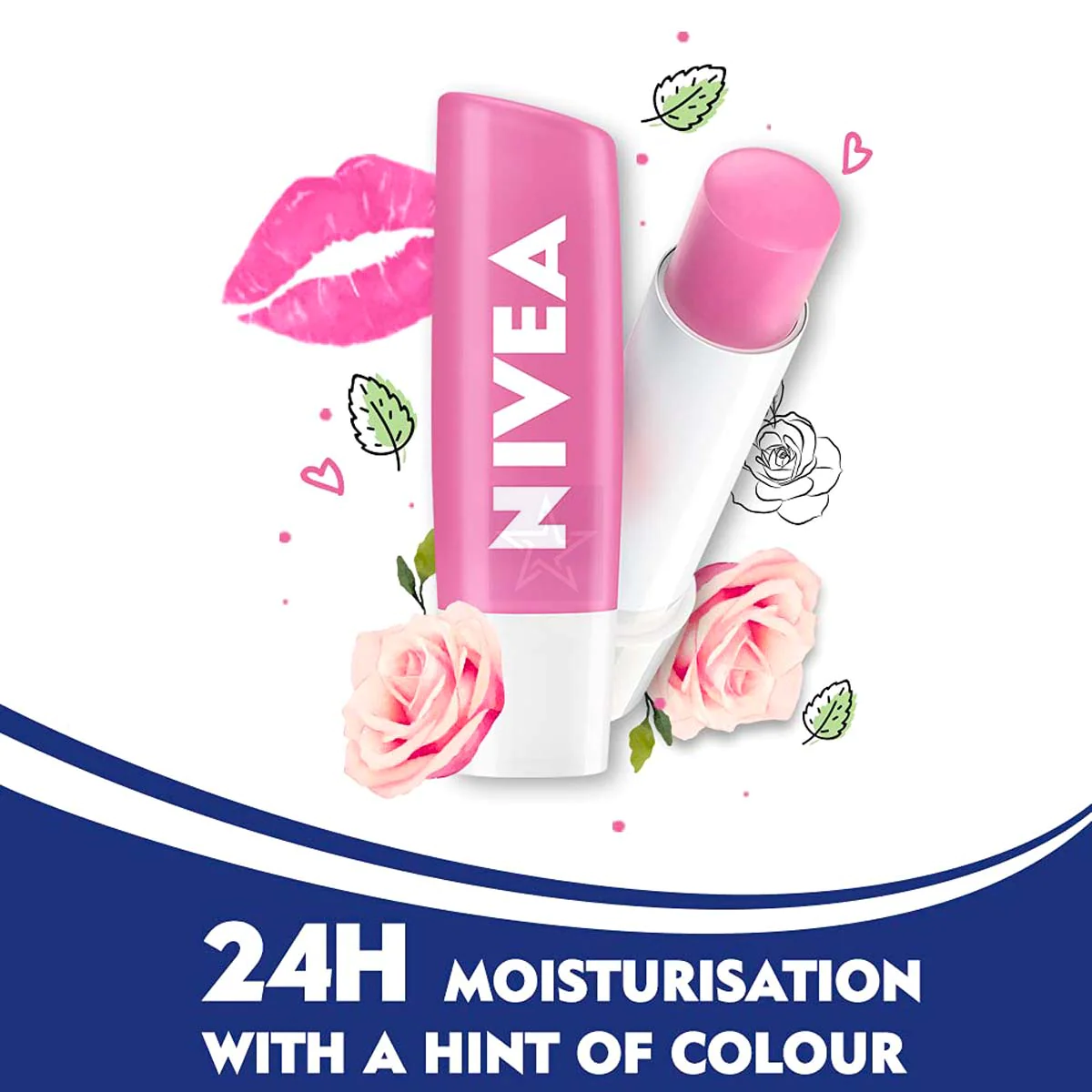 Nivea Long lasting Moisture Caring Lip Balm Soft Rose -24H