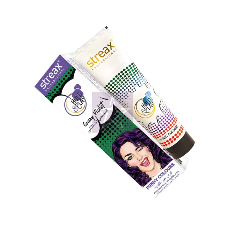 Streax Hold & Play Funky Hair Color - Crazy Violet - 100gm, SKU: 8901247578357