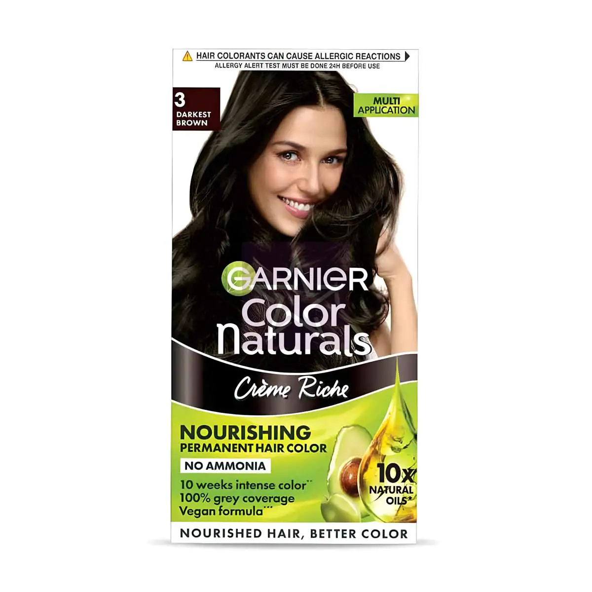 Garnier---Color-Naturals-Nourishing-Permanent-Hair-Color---3-Darkest-Brown--70ml/8901526204465 Garnier Color Naturals Creme Riche Nourishing Permanent Hair Color – 3 Darkest Brown - 70ml + 60gm, SKU: 8901526204465