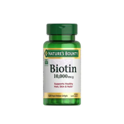 Natures Bounty Biotin Hair Skin and Nails Vitamins, 120 Softgels 10,000mcg
